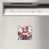 Niedliches Weihnachtsmädchen Magnet (In Situ (Geschirrspüler))