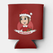 Niedliches Weihnachtsmädchen mit braunem Haar Dosenkühler (Vorderseite)