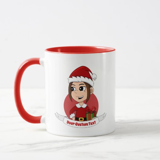 Niedliches Weihnachtsmädchen mit braunem Haar Tasse (Links)