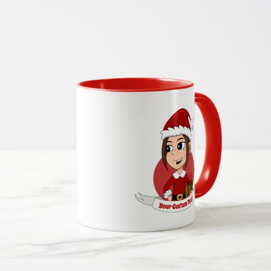Niedliches Weihnachtsmädchen mit braunem Haar Tasse (VorderseiteRechts)