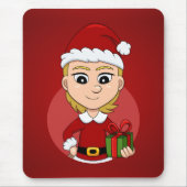 Niedliches Weihnachtsmädchen mit kurzem blondem Ha Mousepad (Vorne)