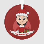 Niedliches Weihnachtsmädchen mit kurzem schwarzem  Ornament (Rückseite)