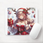 Niedliches Weihnachtsmädchen Mousepad (Mit Mouse)
