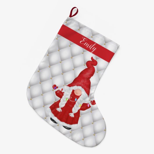 Niedliches Weihnachtsmädchen Personalisiert Großer Weihnachtsstrumpf (Vorderansicht (hängend))