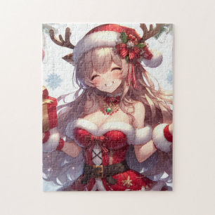Niedliches Weihnachtsmädchen Puzzle