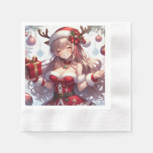 Niedliches Weihnachtsmädchen Serviette