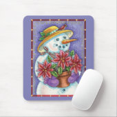 Niedliches Weihnachtsmädchen Snowman mit Poinsetti Mousepad (Mit Mouse)