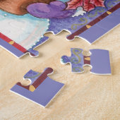 Niedliches Weihnachtsmädchen Snowman mit Poinsetti Puzzle (Seite)