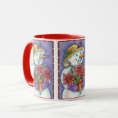 Niedliches Weihnachtsmädchen Snowman mit Poinsetti Tasse (Vorderseite Links)