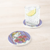 Niedliches Weihnachtsmädchen Snowman mit Poinsetti Untersetzer (Seite)