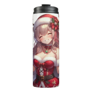 Niedliches Weihnachtsmädchen Thermosbecher