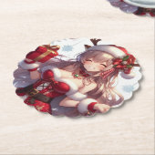 Niedliches Weihnachtsmädchen Untersetzer (angewinkelt)