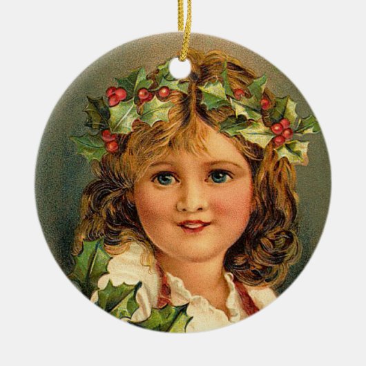 Niedliches Weihnachtsmädchen Vintage Ornamente (Vorne)