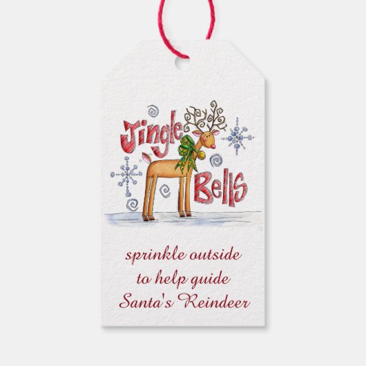 Niedliches Weihnachtsmagie-Rentierfutter Geschenkanhänger (Rückseite)