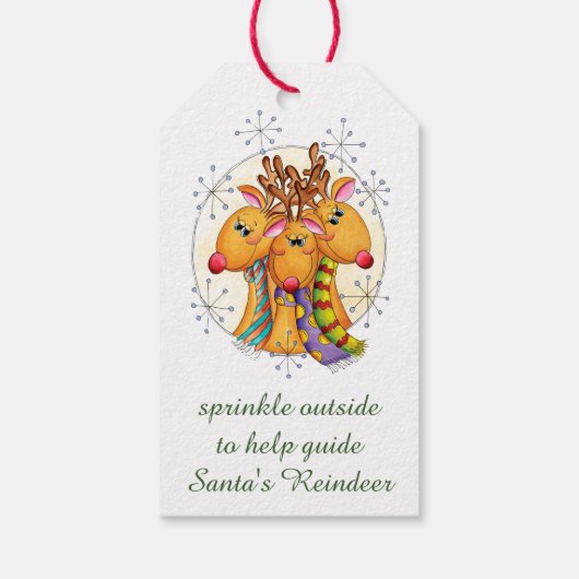 Niedliches Weihnachtsmagie-Rentierfutter Geschenkanhänger (Rückseite)