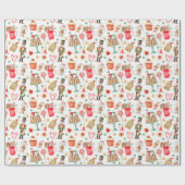 Niedliches Weihnachtsmantelknacken Geschenkpapier (Flach)