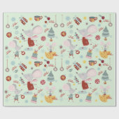 Niedliches Weihnachtsmäuse-Umschlagpapier Geschenkpapier (Flach)