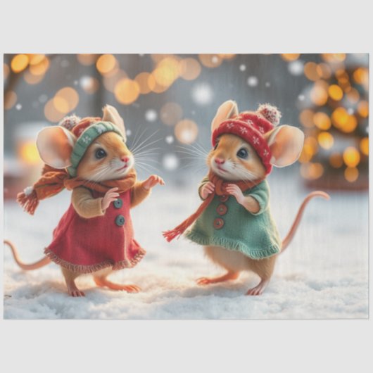 Niedliches Weihnachtsmauszettel Seidenpapier (Vorderseite)