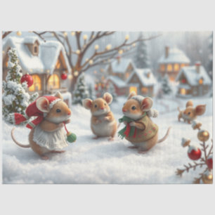 Niedliches Weihnachtsmauszettel Seidenpapier