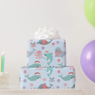 Niedliches Weihnachtsmeerleben Dolphine Siegel Mus Geschenkpapier