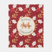 Niedliches Weihnachtsmongramm Burgundy Holly Mistl Fleecedecke (Vorderseite)