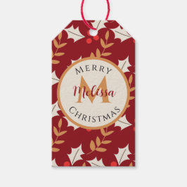 Niedliches Weihnachtsmongramm Burgundy Holly Mistl Geschenkanhänger