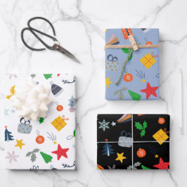 Niedliches Weihnachtsmotif Geschenkpapier Set