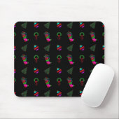 Niedliches Weihnachtsmuster auf schwarzem Hintergr Mousepad (Mit Mouse)