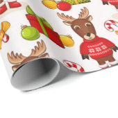 Niedliches Weihnachtsmuster der Reindeer Geschenkpapier (Rolleneckpunkt)