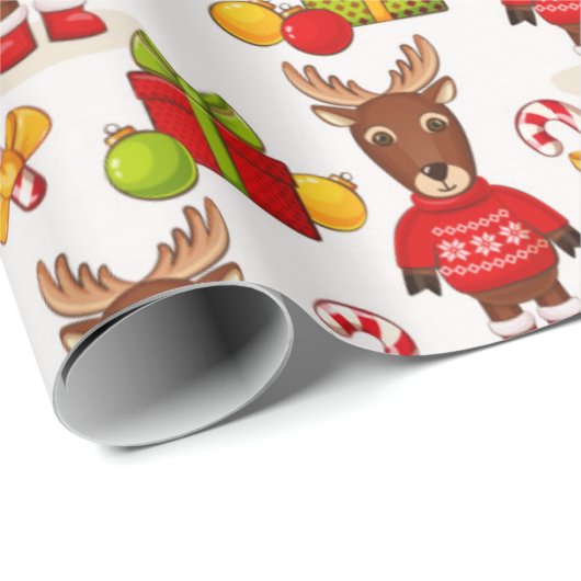 Niedliches Weihnachtsmuster der Reindeer Geschenkpapier (Rolleneckpunkt)