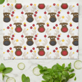 Niedliches Weihnachtsmuster der Reindeer Geschirrtuch (Gefaltet)