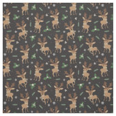 Niedliches Weihnachtsmuster der Reindeer | Schwarz Stoff (Muster)