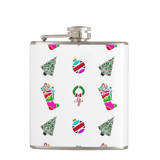 Niedliches Weihnachtsmuster Flachmann (Vorderseite)
