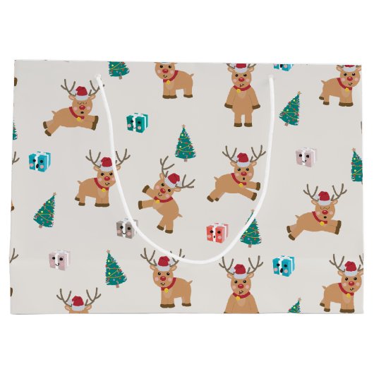 Niedliches Weihnachtsmuster Große Geschenktüte (Rückseite)