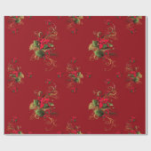 Niedliches Weihnachtsmuster in Rot/Gold Geschenkpapier (Flach)