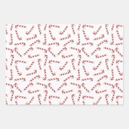 Niedliches Weihnachtsmuster in Rot und Weiß Candy Geschenkpapier Set (Vorderseite 3)