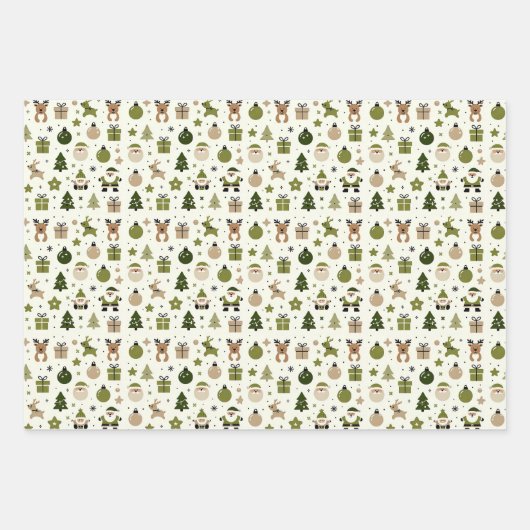 Niedliches Weihnachtsmuster mit dem Weihnachtsmann Geschenkpapier Set (Vorderseite 3)