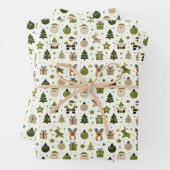 Niedliches Weihnachtsmuster mit dem Weihnachtsmann Geschenkpapier Set (Beispiel)