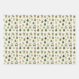 Niedliches Weihnachtsmuster mit dem Weihnachtsmann Geschenkpapier Set