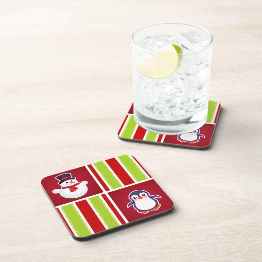 Niedliches Weihnachtsmuster mit Schneemännern und Getränkeuntersetzer (Rechte Seite)