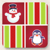 Niedliches Weihnachtsmuster mit Schneemännern und Getränkeuntersetzer (Vorderseite)