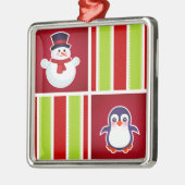Niedliches Weihnachtsmuster mit Schneemännern und  Silbernes Ornament (Links)