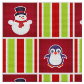 Niedliches Weihnachtsmuster mit Schneemännern und Stoff (Nahaufnahme)