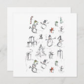 Niedliches Weihnachtsmuster mit Snowman, Tree und Einladung (Vorne/Hinten)