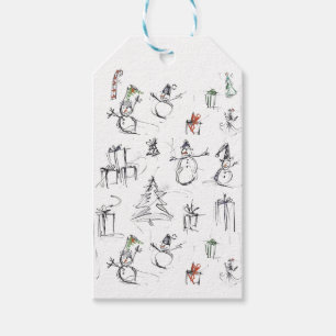Niedliches Weihnachtsmuster mit Snowman, Tree und Geschenkanhänger