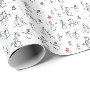 Niedliches Weihnachtsmuster mit Snowman, Tree und Geschenkpapier
