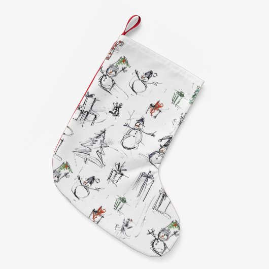 Niedliches Weihnachtsmuster mit Snowman, Tree und Kleiner Weihnachtsstrumpf (Vorderansicht (hängend))