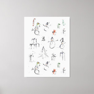 Niedliches Weihnachtsmuster mit Snowman, Tree und  Leinwanddruck