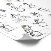 Niedliches Weihnachtsmuster mit Snowman, Tree und  Poster (Ecke)