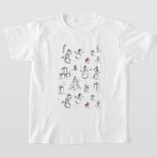 Niedliches Weihnachtsmuster mit Snowman, Tree und T-Shirt (Ablage )